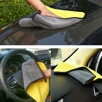 Microvezel droogdoek-Auto droogdoek-Auto Droogdoek Microvezeldoek-auto poetsen-poetsdoek- Reinigingsdoekjes – 30x60 cm - geel/grijs