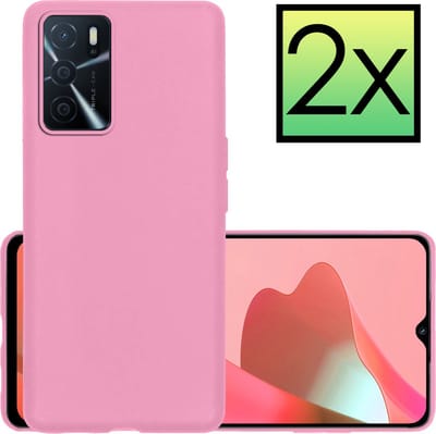 Hoesje - 2 Stuks - Geschikt voor OPPO A16s - Sterk & Shockproof - Case Siliconen - Back Cover - Telefoon Hoes - Lichtroze