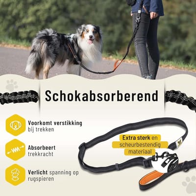 Elastische handsfree jogginglijn voor grote honden - comfortabele en veilige hond riem