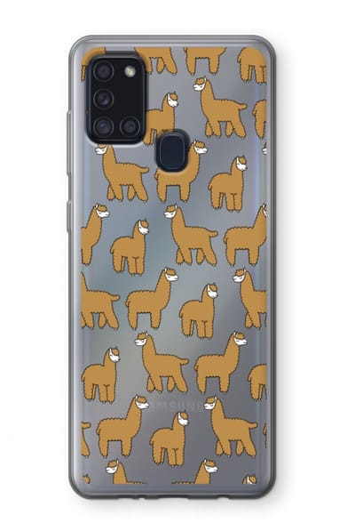 Case Company® - Hoesje geschikt voor Samsung Galaxy A21s hoesje - Alpacas - Soft Cover Telefoonhoesje - Bescherming aan alle Kanten en Schermrand