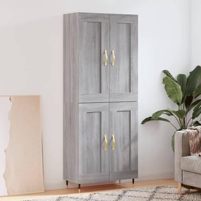 vidaXL - Hoge - kast - 69,5x34x180 - cm - bewerkt - hout - grijs - sonoma - eikenkleurig