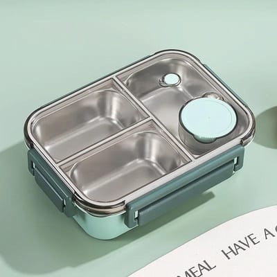 304 Roestvrijstalen Lunchbox met Bestek voor Volwassenen Kinderen Lekvrije Lunchcontainer Draagbare Vakken Bento Box Voedselcontainers gray