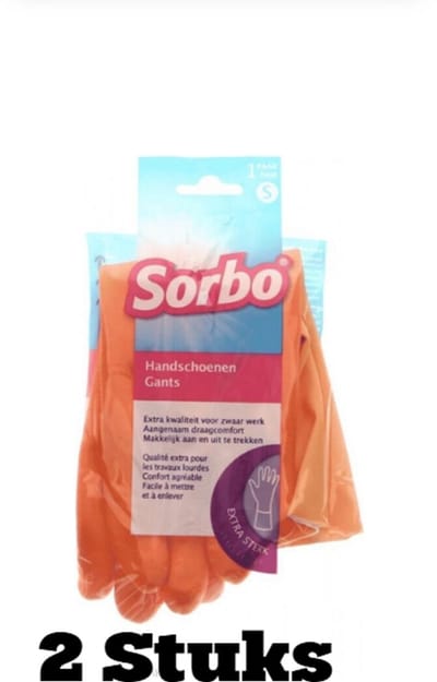 5x Sorbo Huishoudhandschoenen - maat S - oranje - extra sterk - schoonmaakhandschoenen