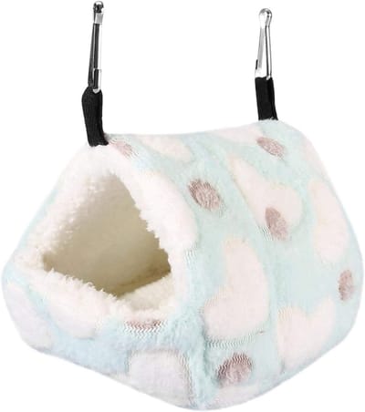 Winter Warm Zachte Huis voor Huisdieren met Hangmat voor Hamsters - Ideaal Slaapnest (Blauw 14 * 12 cm)