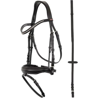 Premiere Hoofdstel Bastia Black - Cob | Rood | Hoofdstel paard