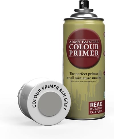 The Army Painter Colour Primer Ash Grey, 400 ml Acryl Spray Primer, Spuitverf voor Miniatuur Priming Basecoat, Tafelblad Rollenspel, bordspellen en Wargames Miniatuur Modellering