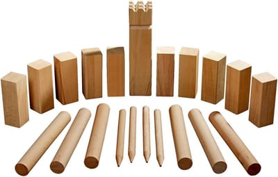 Houten Kubb Spel - Werpspel Buiten - Buiten Spelen - Originele Afmetingen - 21 Delig - Houtkleur