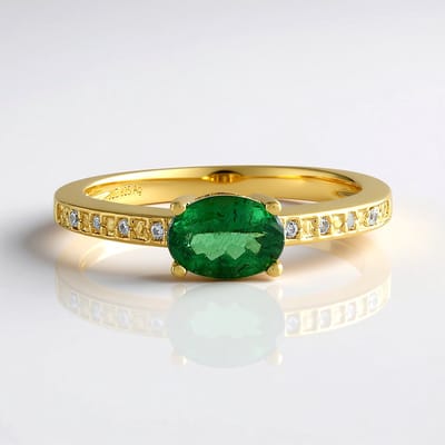 Cavill - Ovale Apatiet ring 0,67ct met 8 Zirkonia 0,05ct - 18K Goud verguld 925 Sterling Zilver - Elegante damesring