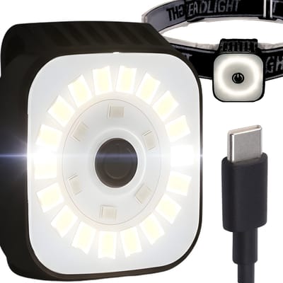 GearGlow® Hardloop Verlichting - Clip-on lampje - Regenbestendig (IPX4) - Oplaadbaar (USB-C) - Ook draagbaar als Hoofdlampje - Wandelverlichting
