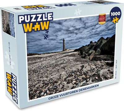 Puzzel Grijze vuurtoren Denemarken - Legpuzzel - Puzzel 1000 stukjes volwassenen