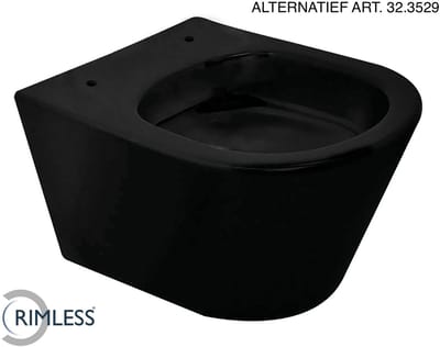Wiesbaden Vesta Rimless Wandcloset 52 cm. Zonder Zitting - Mat Zwart