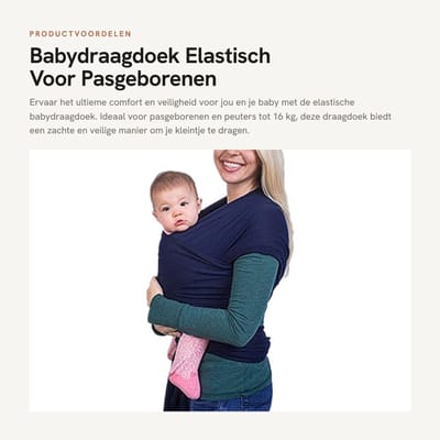 Dailygoods- Babydraagdoek Elastisch - Draagdoek voor Pasgeborenen/Peuters - 100% Katoen - Ademend/Materiaal - Tot 16 kg - Hoogwaardige Afwerking