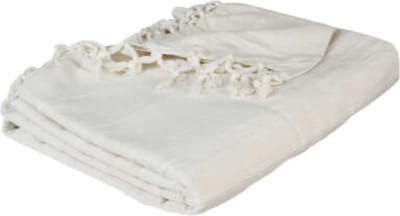 Atmosphera bedsprei / deken / plaid - ivoor wit - katoen - 220 x 160 cm - geknoopt