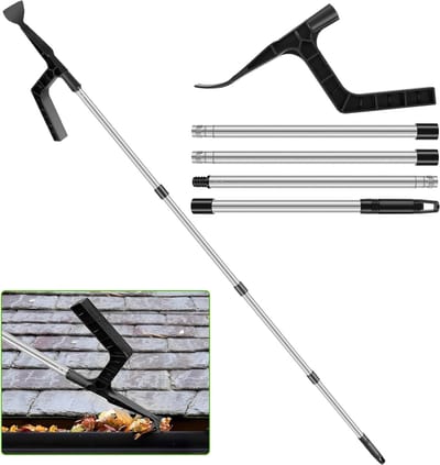 Goot Reiniger - Dakgoot Gereedschap - Bladeren Verwijderen - Telescopische Steel - 172 cm - Grijs