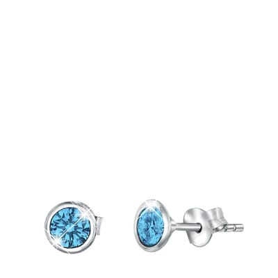 Lucardi Dames Oorbellen kristal aquamarine - Oorbellen - Cadeau - Echt Zilver - Zilverkleurig