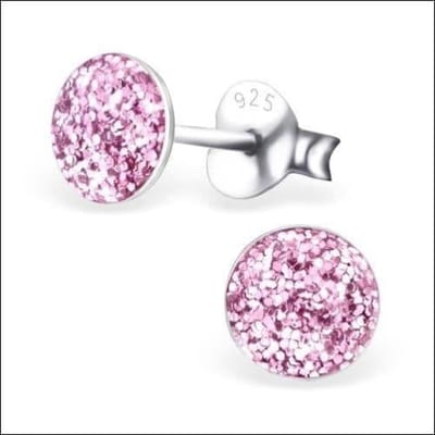 Aramat Jewels | Oorbellen | 925 Zilveren Kinderoorbellen Paarse Glitter Rond 5mm | | | |5mm | Zilver | Kinderen, Volwassenen | Verkleurd niet