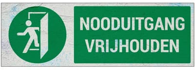 Nooduitgang vrijhouden bord met pictogram | Forex Re materiaal | 30 x 10 cm