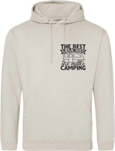 Camping hoodie - Hoodie Beige - The best memories are made camping - Dames en Heren - Maat S