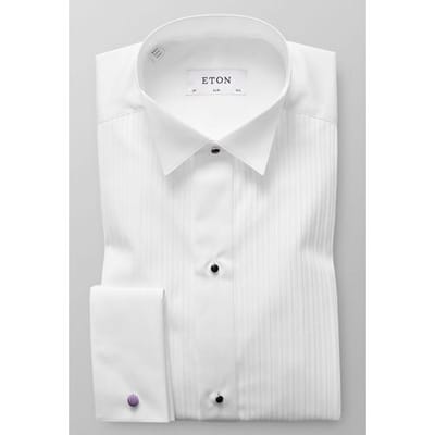 Eton Overhemd Slim Plissé Wing Collar Wit / male