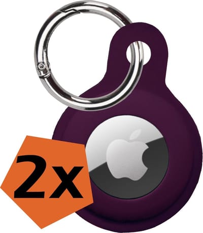 Hoesje Geschikt voor Apple AirTag Sleutelhanger Hoes Siliconen Hoesje - Siliconen Hoesje Geschikt voor Apple AirTag-Sleutelhanger Hoesje - Aubergine - 2 PACK
