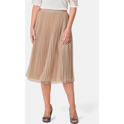 Feestelijke plissérok van glanzend mesh - goudkleurig - Gr. 44 van Goldner Fashion