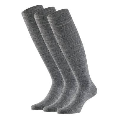 Merino Wollen Kniekousen - Unisex - Medium Grijs - 3-Pak - 43/46