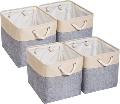 Unyqoos ® Stijlvolle Stoffen Opbergboxen Set van 4 voor Efficiënte Organisatie en Opslag