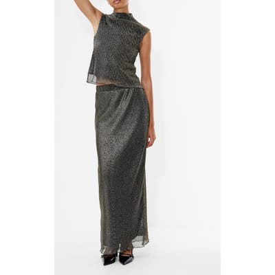 French Connection Tamy Lurex Plisse Slvlss Top Black Gold Maat: S | Blouses Outlet | Dames | Zwart