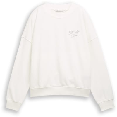 Tom Tailor Denim - Sweatshirt met glitterborduursel - Maat XL - off white