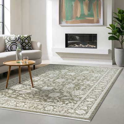 the carpet Nuvra Vloerkleed – Vintage Oosters Design – Zacht & Onderhoudsvriendelijk – Saliegroen – 80 x 150 cm