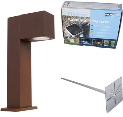 QAZQA baleno - Industriele Staande Buitenlamp | Staande Lamp voor buiten - 1 lichts - H 300 mm - Roestbruin - Industrieel - Buitenverlichting