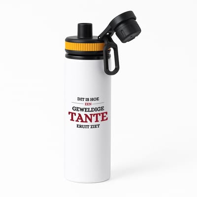 Hacebo® - geweldige tante waterfles met draaidop oranje - Tante - liefste tante - verjaardagscadeau - verjaardag - cadeau voor tante - kado - water fles - 850ML