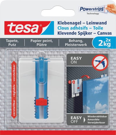 Klevende spijker Tesa voor canvas op behang en pleisterwerk 2kg | 8 stuks