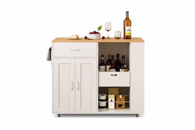Delightness Keukenopberger - Met Wielen - Keukeneiland - Keukenkast - Keuken - Opbergruimte - Verrijdbaar - 102x46x92cm - Wit