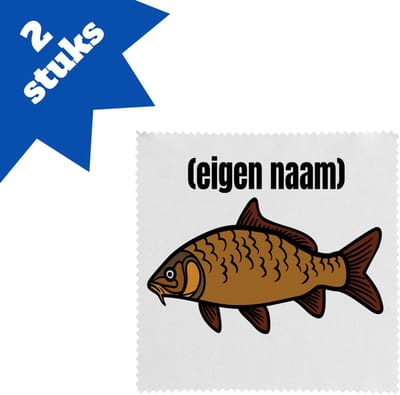 Akyol - vis met eigen naam brillendoekjes - Vis - vissen liefhebbers - iemand die houdt van vissen - verjaardag - cadeau - kado - 17,8 bij 17,8 cm - 2 stuks