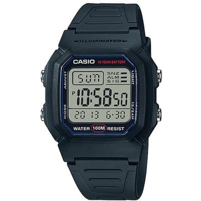 Casio YOUTH serie - siliconen klein vierkant, tien jaar power flow, LCD klein vierkant horloge, kwartsuurwerk, harsband, Japans en Koreaans W-800H-1A grijze kleur