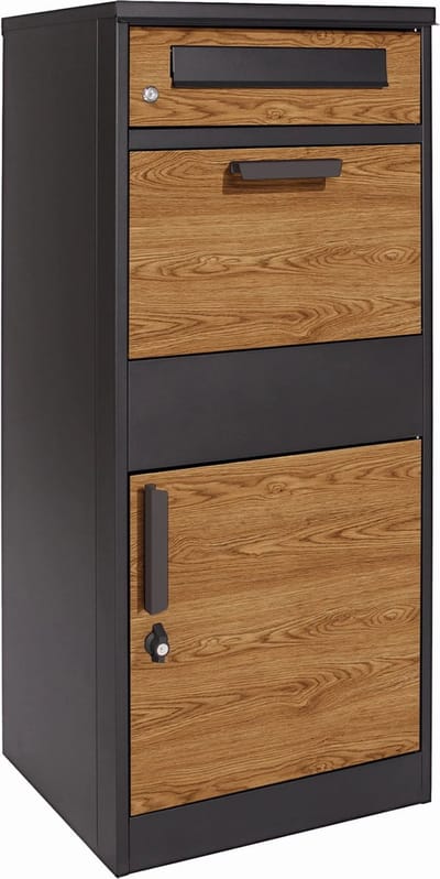 Pakketbrievenbus - 50x38x112 cm - staal - antraciet houtlook
