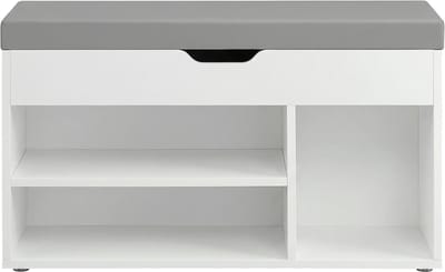 VASAGLE - Schoenenrek - Schoenenbank met Opbergruimte - Comfortabel Gevoerd - 3 Open Vakken - Draagvermogen 136 kg