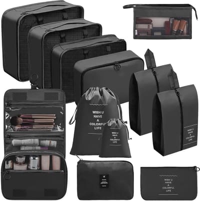 Koffer Organizer Set 12 Stuks - Compacte en Handige Packing Cubes voor Reis en Bagage