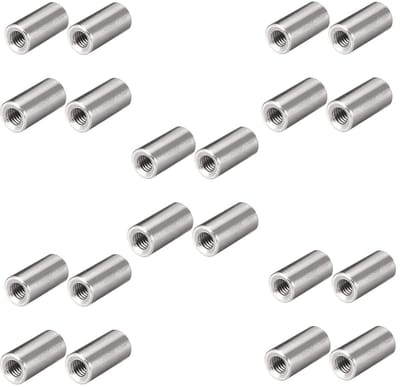 Dailygoods- Moer 20 Stuks - Roestvrij Stalen Moerverbinders - M6 10x12mm - Cilindrische Moeren - Slijtvast - Duurzaam Materiaal - Moerverbinder