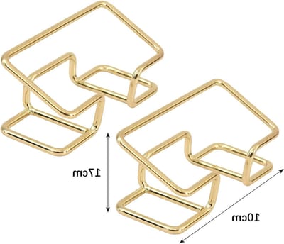 Elegante 2-delige Visitekaartjeshouder voor Bureau - Gouden Metalen Stand voor Naamkaarten en Organiser voor Kantoor en Thuisgebruik