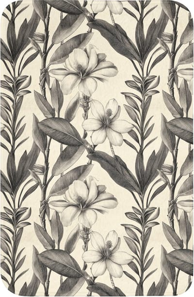 WC mat 40x60 cm - Antislip - Klassiek - Botanisch - Zwart - Beige - Toiletmat - Vloermat - Douchemat - Toilet tapijt - Toiletmatten