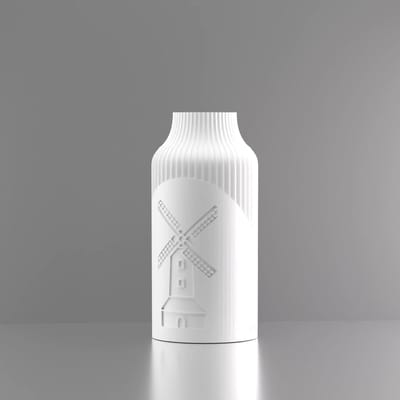 3d-gezellig Harmonie met molen + tekst Nederland - Vaas - Wit - Maat 25 cm - 100% gerecycled PLA (bioplastic)