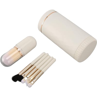 6-in-1 Make-up Kwastenset Draagbare Synthetische Cosmetische Kwastenset voor Foundation Blenden Poeder Oog wit