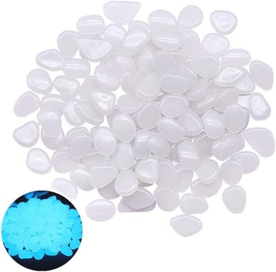 100 Stuks Witte Lichtgevende Kiezels voor Decoratie, Tuin, Aquarium en Kinderkamer, Glow in the Dark Stones