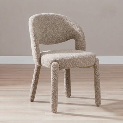 Bronx71® Eetkamerstoel Dean bouclé bruin - stoel