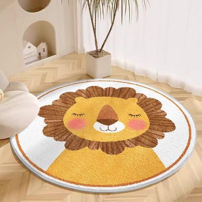 Rond Tapijt Woonkamer Pluche Mat Dik Kinderkamer Leeshoek Cartoon Slaapkamer Studeerkamer Draaistoel Geluidsdempende Voetmat 60cm