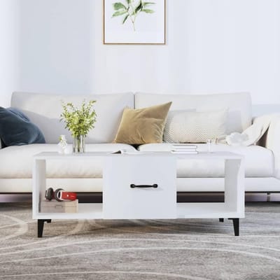 Salontafel met opbergruimte - Houten bijzettafel - Woonkamer organiseren - Gladde reiniging - 102 x 50 x 40 cm - Wit