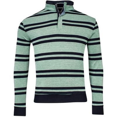 Baileys Trui Sweat Half Zip Piqué Yarn Dyed Stripes Two-Tone Doubleface Groen / male