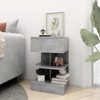 vidaXL - Nachtkastje - 40x35x65 - cm - bewerkt - hout - betongrijs